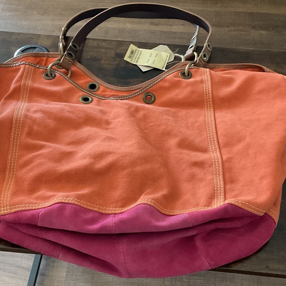 Lucky Brand Orange and Pink Tote Bag